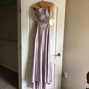 Taupe, Beaded, High Neck line, strapless dress
